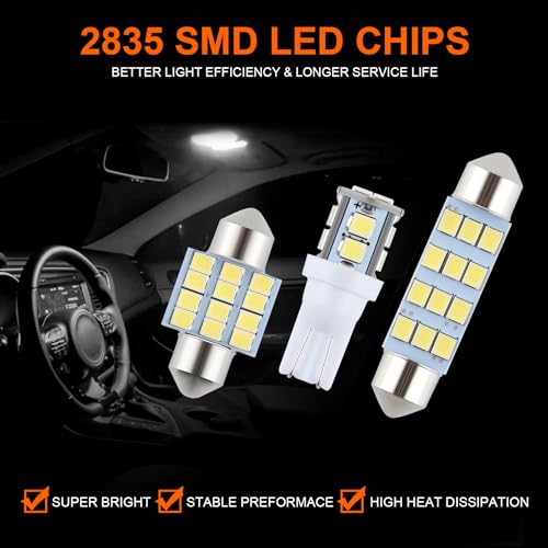 iFunyLED 24 Pieces Dome Light LED Car Interior Bulb Kit Set 194 T10 DE3175 578 31mm 42mm Bulbs Interior Replacement Lights...