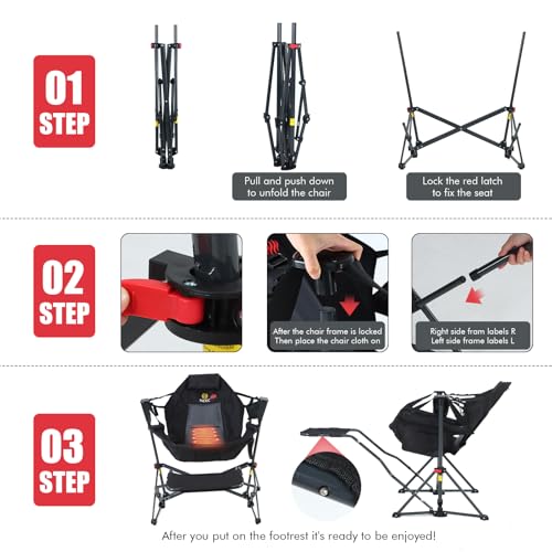 Nice C Heated Hammock Camping Chair with Footrest, Heated Camping Chair with Battery, Rocking Swing Chairs, Hammock Chairs...