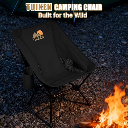 TUIKEN Ultralight Camping Chair Backpacking Chair, Portable Camp Chair with Cup Holder & Storage Bag, Lightweight Compact ...