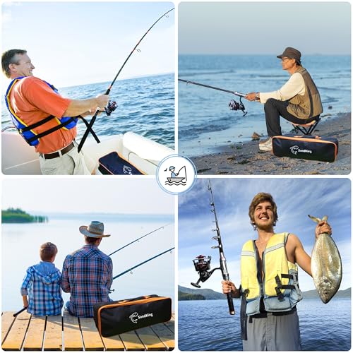 Fishing Pole Kit, Carbon Fiber Telescopic Fishing Rod and Reel Combo with Spinning Reel, Line, Bionic Bait, Hooks and Carr...