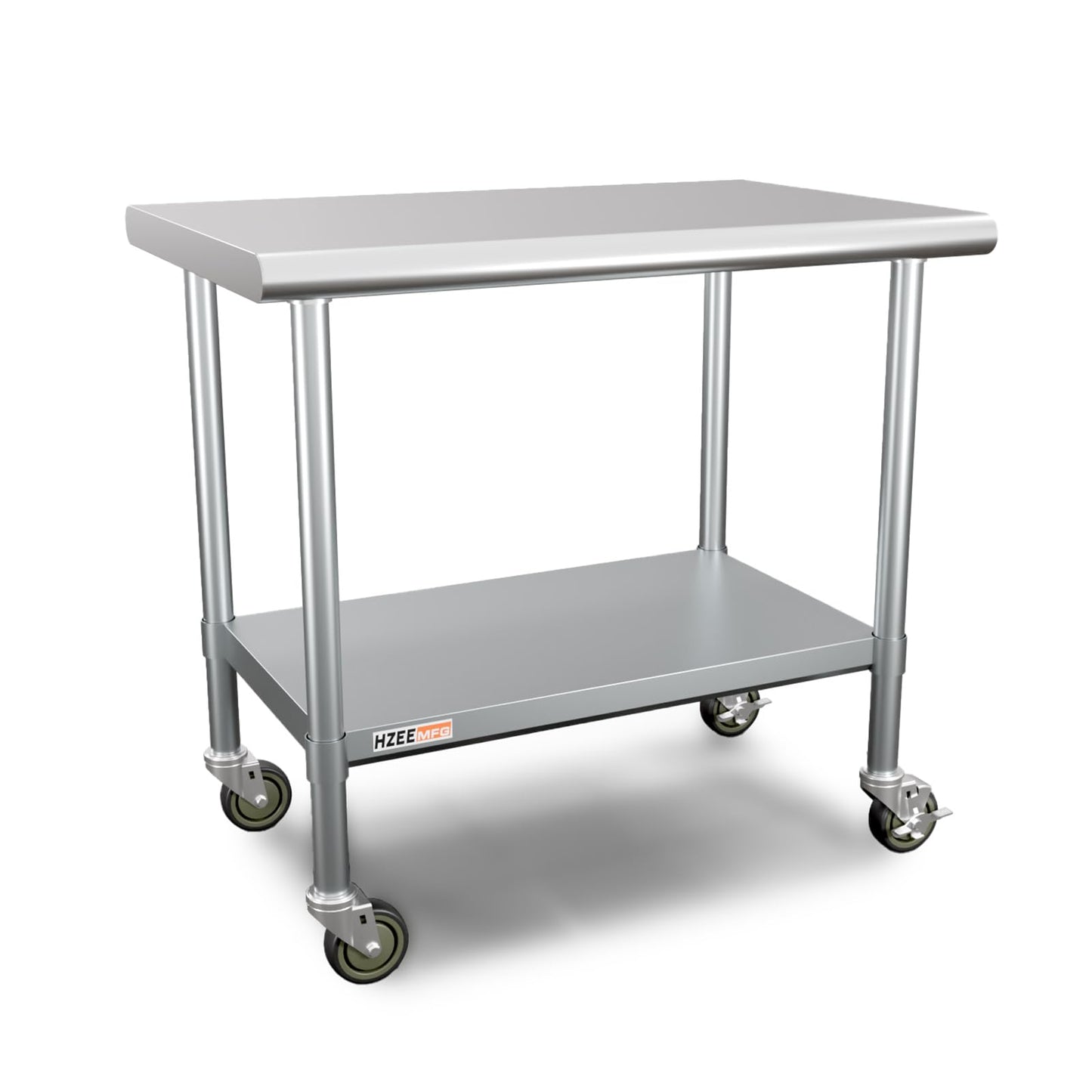 HZEEMFG Stainless Steel Table for Prep & Work 24x36 with Casters, 3ft Commercial Heavy Duty Table with Wheels for Restaurant,Home, Hotel, Laundry Room,Garage,Workshops