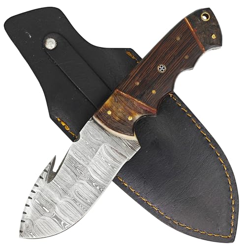 Armory Replicas Barbarian's Edge Hook Knife with Ram Horn and Wooden Handle - Premium Hunting, Skinning, and Outdoor Survi...