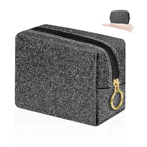 Desing Wish Shining Mini Makeup Bag for Purse Portable Lipstick Pouch Soft PU Leather Small Cosmetic Bag for Travel Cute L...