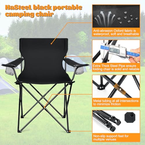 HaSteeL Camping Chairs 4 Pack, Oversized Folding Chair with Cup Holders for Adults, Portable Chair & Carry Bag for Outdoor...