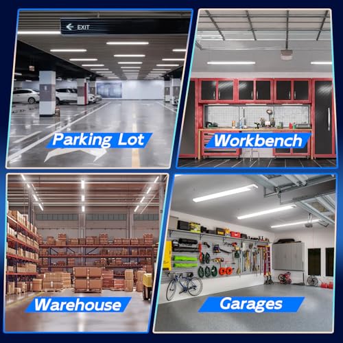 hykolity 2 Pack 4FT Linkable LED Shop Light for Garage, 4400lm, 4FT 42W, 5000K Daylight LED Workbench Light Fixture with P...