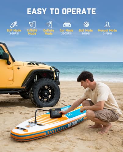 Fanttik X9 Cross 4X Portable Tire Inflator, Paddle Board Pump | Max 75PSI with Auto-Off, Deflation | Air Pump with Light a...