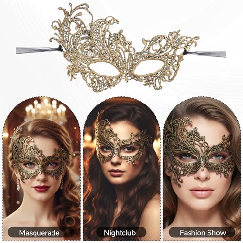 Gtziqa Lace Masquerade Mask, 3 PCS Mysterious Fun Lace Eye Mask Costume Adult Black Maskerade Masks for Women Men Couples ...