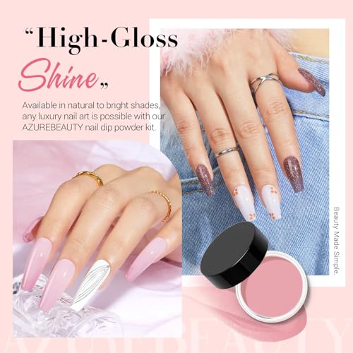 AZUREBEAUTY Dip Powder Nail Kit with Electric Nail Drill, 24 Colors Nude Pink Glitter Nail Powder Starter Kit with Dip Liq...