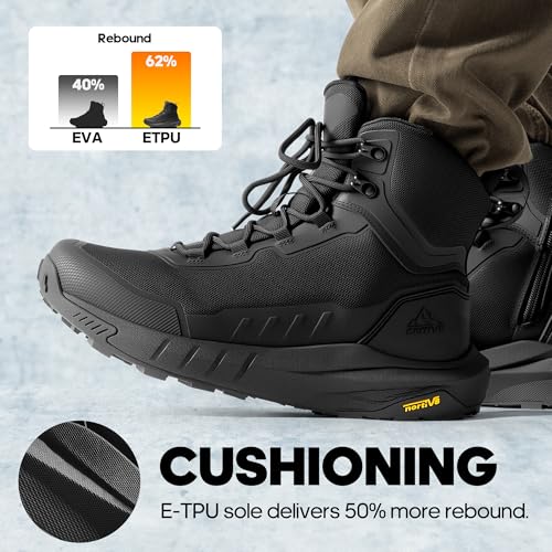 NORTIV 8 Men's Tactical Hiking Lightweight Cushion Sole for Work All Day Side Zipper Motorcycle Combat Military Boot Arch ...