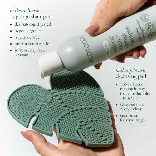 EcoTools Makeup Brush Cleanser + Silicone Cleansing Pad Bundle, Deep Cleaning Shampoo for Makeup Sponges & Brushes, Brush Cleaner Pad, Vegan & Cruelty-Free, Gentle Formula