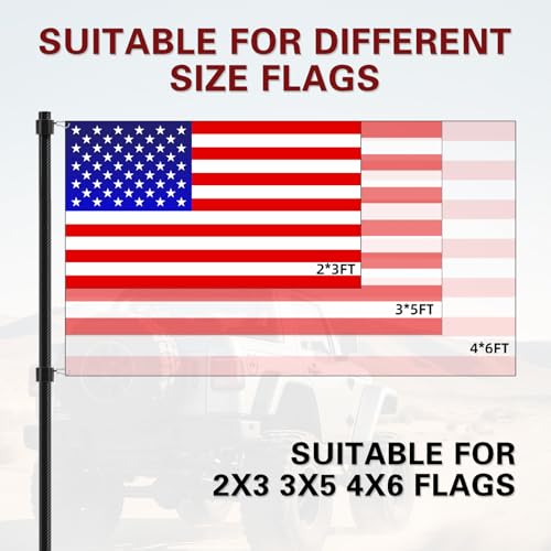 Sinyoeer 6ft Carbon Fiber Flag Pole for Truck, 1.25 Inch Heavy Duty Truck Flagpole for Jeep, Pickup, Car, Truck Bed, Trail...