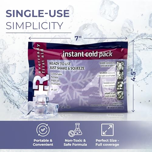 Disposable Cold Compress Therapy Instant Ice Pack for Injuries – Fast-Acting Cold Therapy – 4.5" x 7" – Pallet of 50 Cases...