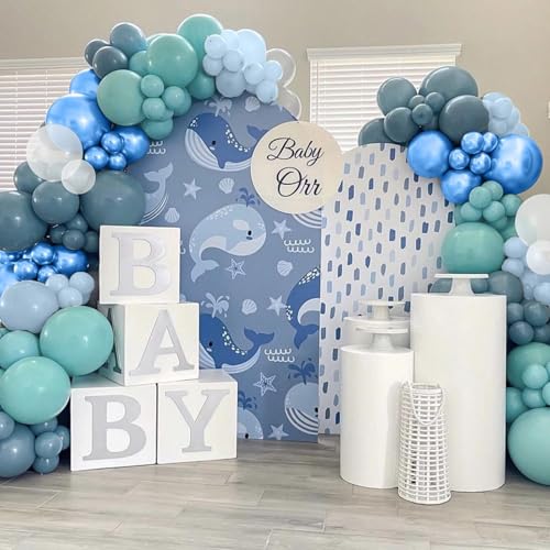 Ocean Themed Party Balloons, 12 Inches Turquoise Teal Blue Clear Metallic Balloons for Ocean Shark Sea Themed Pool Party B...