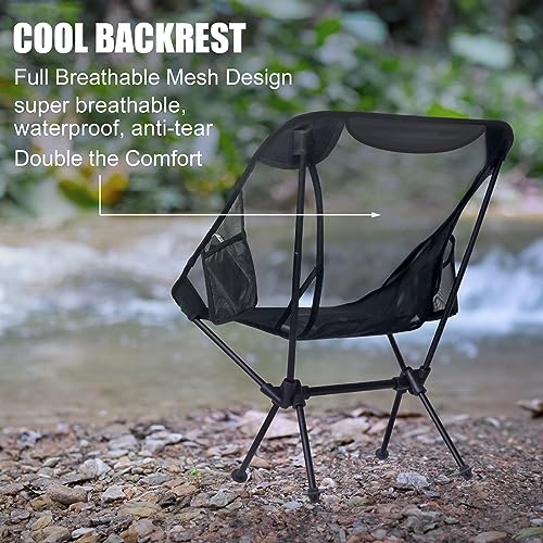 WTVIDAS Camping Beach Chairs 2 Pack,Compact Backpacking Chairs,Full Breathable Mesh,Ultralight Aluminum Camp Chairs for Ba...