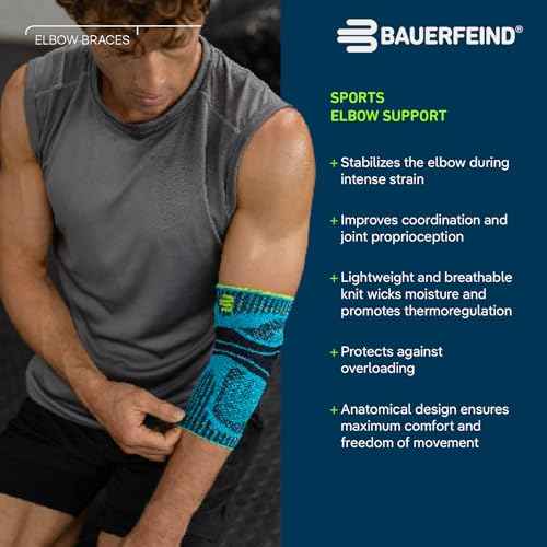 Bauerfeind Sports Elbow Support - Elbow Brace for Pain Relief and Support - Pads for Enhanced Comfort - Targeted Compression - Lightweight & Durable - Black/Navy, Medium