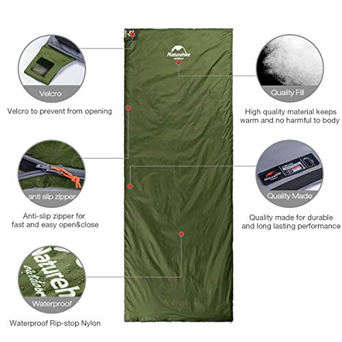 Naturehike Lightweight Compact Sleeping Bag, 59℉/32℉ Envelope Ultralight Backpacking Sleeping Bag Portable, Waterproof wit...