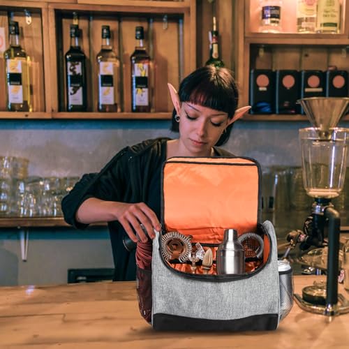 WUWEOT Travel Bartender Bag, Portable Bar Bag, Mixology Bartending Backpack with Padded Compartments and Handle for Tools ...
