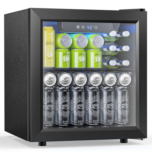 Electactic 50 Cans Beverage Refrigerator Cooler, 1.3 Cu.ft Mini Fridge Countertop Drink Cooler with Glass Door for Beer, S...