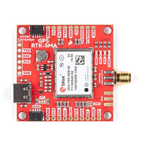 SparkFun GPS-RTK-SMA Breakout-ZED-F9P (Qwiic)-Concurrent reception of GPS GLONASS Galileo BeiDou High precision GPS 10mm 3...