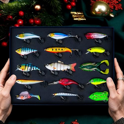 HALF CRESCEN Fishing Lures Kit for Diving Bass/Trout/Pike with Lifelike Action, Fishing Gear Set for 2025 Xmas