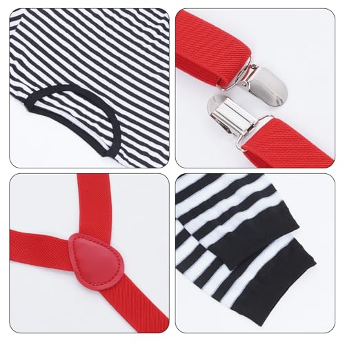 mifengda Woman Mime Costume Halloween Adult Men French Mime Artist Costume Outfit Accessories for Dress Up Cosplay Party