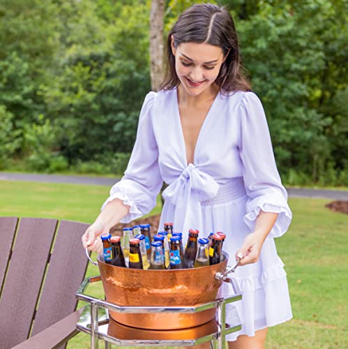BREKX Insulated Rose Copper Double Walled Ice Bucket for Parties, Anchored Wine Bucket/Large Ice Bucket with Handles, Drin...