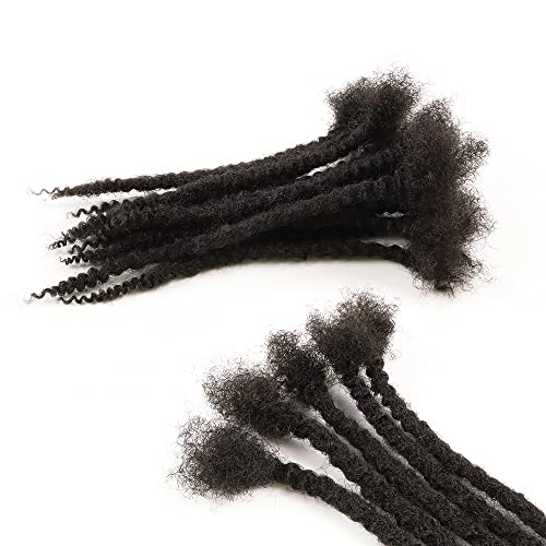 Orientfashion Textured Locs Extensions Human Hair,Natural Black 8-16inch 0.4cm 0.6cm And 0.8cm Human Hair Curly Ends Can Be Dyed Bleached Curled and Twisted(14 Inch 20strands, 0.4cm Natural black)