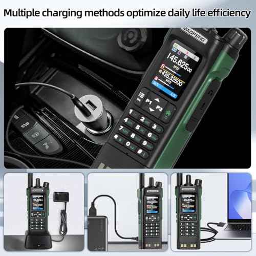 BAOFENG UV-32 Radio Ham Radio Handheld 10W Long Range Rechargeable NOAA Weather Receiver 5RM K5 Tactical Two Way Radio Walkie Talkie for Adults with GPS,USB-C Charging for Hunting Survival Gear,2Pack