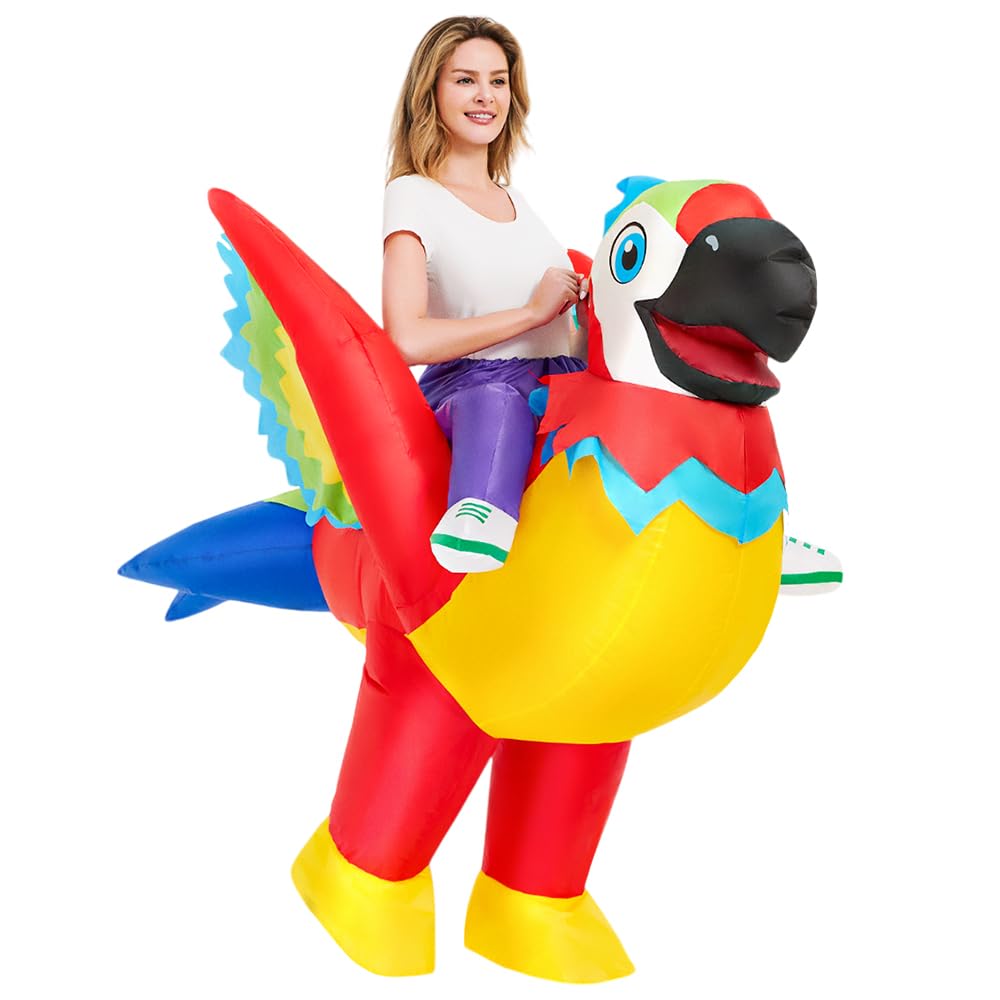 KOOY Inflatable Parrot Costume Adult Parrot Blow Up Costume For Funny Halloween Party Ride On Inflatable Costumes For Men Women, Blow Up Costume For Adults