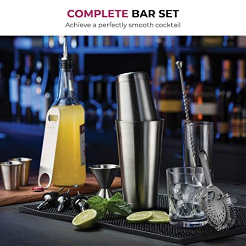Cocktail Shakers Set, 14 Piece Stainless Steel Bar Tools Kit with Shaking Tins, Flat Bottle Opener, Double Bar Jigger, Haw...