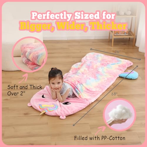 Kyerlish Kids Sleeping Bag, Plush Toddler Slumber Bag 2-in-1 Pillow, Soft Sleeping Bag, Nap Mats for Preschool,Daycare,Tra...