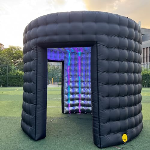 Vinfgoes 10ft Diameter Round Inflatable LED 360 Photo Booth Enclosure with Led Light, Air Blower Photo Booth Backdrop for ...