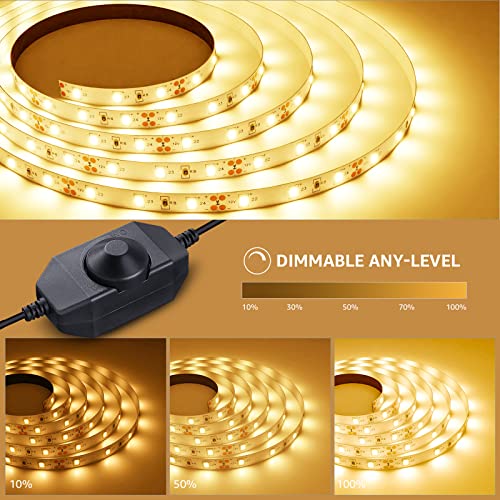 Lepro LED Strip Light White, 16.4Ft Dimmable Vanity Lights, 3000K Super Bright LED Tape Lights, 300 LEDs SMD 2835, Strong ...