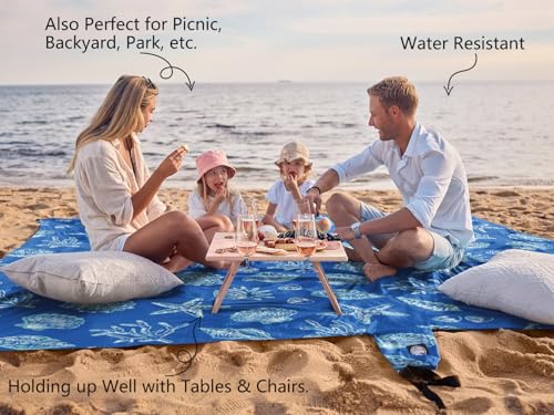 WEKAPO Beach Blanket Waterproof Sandproof Oversized, Extra Large Beach Mat Sand Free, Lightweight & Compact Sand Free Mat ...