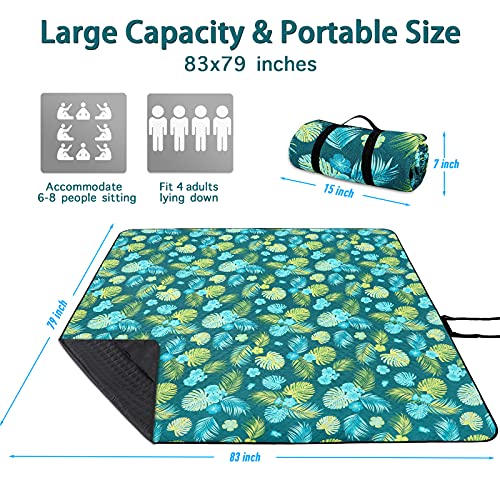 PY SUPER MODE Picnic Blankets Extra Large, Waterproof Foldable Outdoor Beach Blanket Oversized 83x79” Sandproof, 3-Layer P...