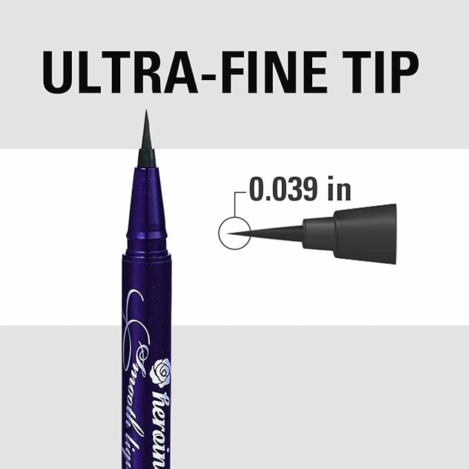 Heroine Make by KISSME Cat Eye Liner for Long Lasting Wear, SMOOTH Liquid Eyeliner Pen with Ultra-Fine 0.1mm Tip, Waterproof Eyeliner for Sensitive Skin, Made in Japan, Jet Black, 3EA