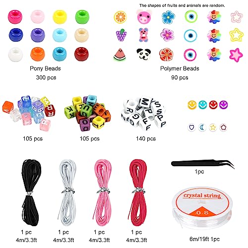 Dowsabel Bracelet Making Kit, Beads for Bracelets Making Pony, Kandi, Polymer Clay, Smile Face & Letter Beads for Jewelry ...