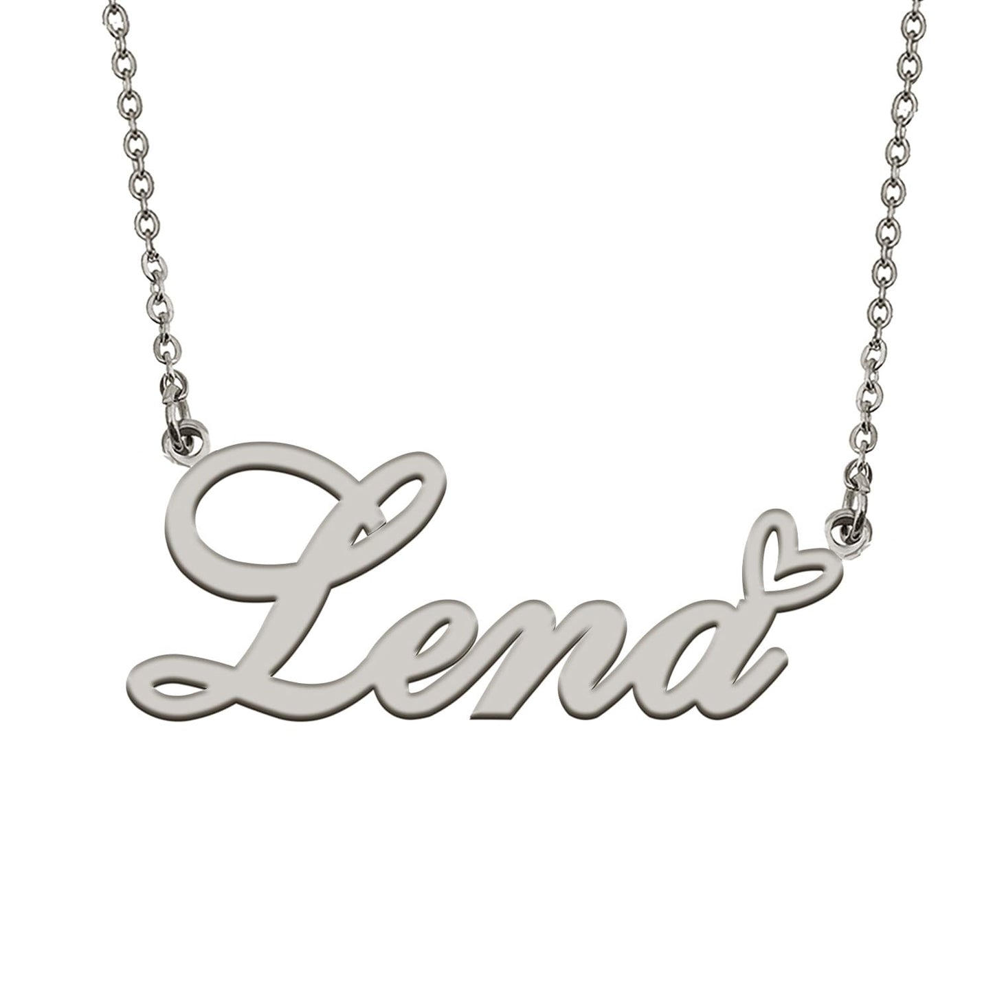 HUAN XUN Customized Lena Name Necklace Silver Stainless Steeel for Women Personlized Jewelry Gifts for Mother