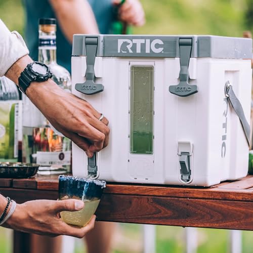 RTIC Halftime Water Cooler 3 Gallon Portable Carrier Container, Drink Beverage Dispenser, Stackable with 2 Taps, Bottleles...