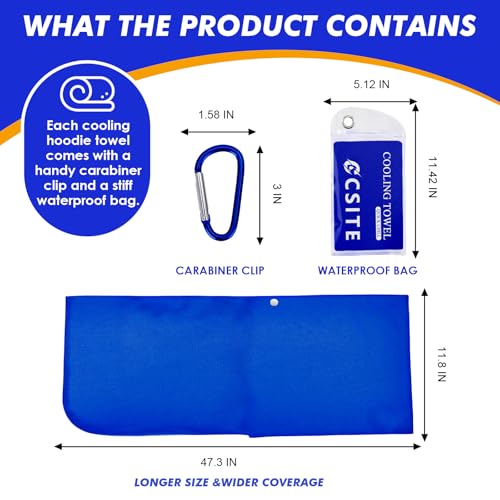 CSITE 2 Pack Cooling Hoodie Towels, Instant Cooling Towels for Neck and Face, UPF 50 Sun Protection, Ice Towel for Hot Wea...