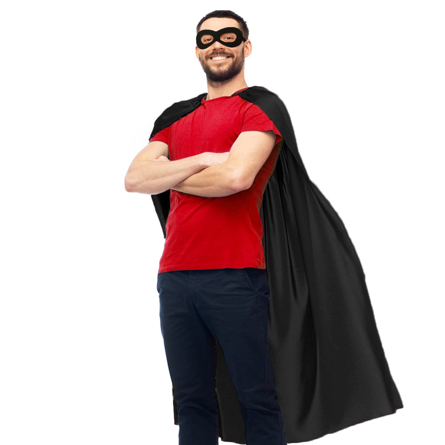 D.Q.Z Super Hero Capes and Masks for Adults Superhero Dress Up Halloween Costume Team Spirit Day Party Favors (Black)
