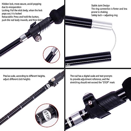 Hiking Pole,Walking Sticks for Hiking,Sticks Collapsible for Men,Adjustable Poles, Trekking Poles with Quick Flip Lock, Li...