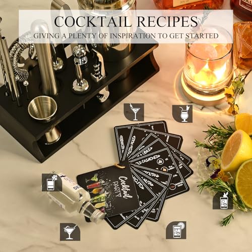 Bartender Kit Cocktail Shaker Set with Stand 17-Piece Bar Tool Bar Set for Drink Mixing Home Bartending Kit Bar Cart Acces...