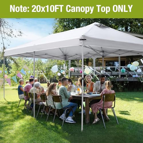 10x20 Canopy Replacement Top Cover with Air Vents for ez up Pop up Canopy Gazebo Tent, with Adjustable Strap, Waterproof &...