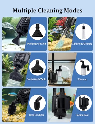 charmshine Electric Aquarium Gravel Cleaner [2025Edition] Removable Fish Tank Vacuum Water Changer Gravel Cleaner for Aqua...