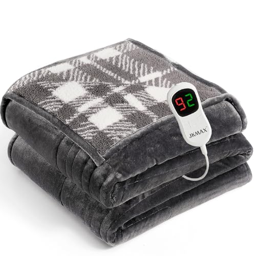 JKMAX Heated Electric Blanket Full Size - 72"x84" Flannel Heating Blanket with 10 Heating Levels & 5 Time Settings Over-He...