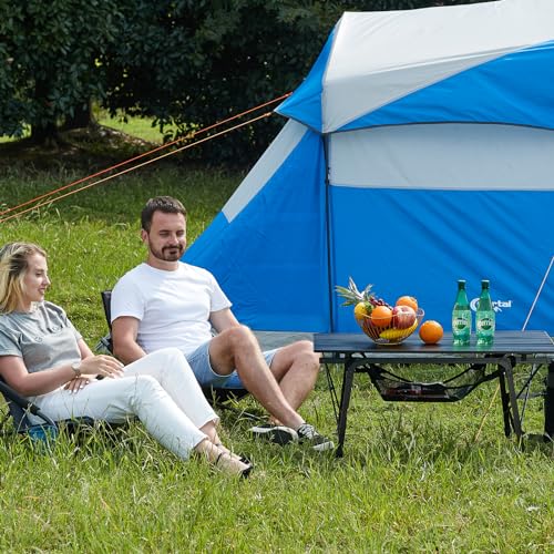 PORTAL Camping Table Foldable Portable with Adjustable Legs, Aluminum Folding Table Roll Up Table with Carrying Bag for Ou...