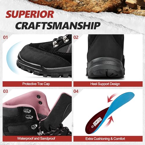 R CORD Hiking Boots Women Waterproof Ankle Support Womens Hiking Boots Backpacking Boots Breathable Non-slip Durable Boots...