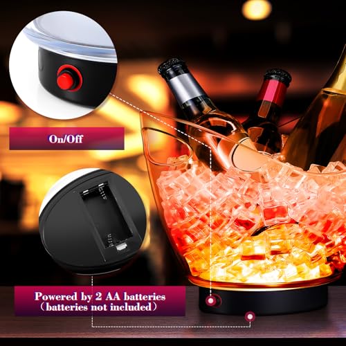 Umigy 6 Pcs 5L LED Ice Buckets Clear Plastic Ice Bucket Large Capacity Light RGB Colorful LED Cooler with Lights for Champ...