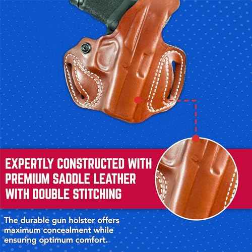 DeSantis Thumb Break Mini Slide OWB Holster - Leather Holster, Open Carry, Compatible with the Sig P365, P265 XL, P365 SAS, P365 XL w/ Romeo Zero, P365 X w/ Romeo Zero - Right Hand Draw, Tan